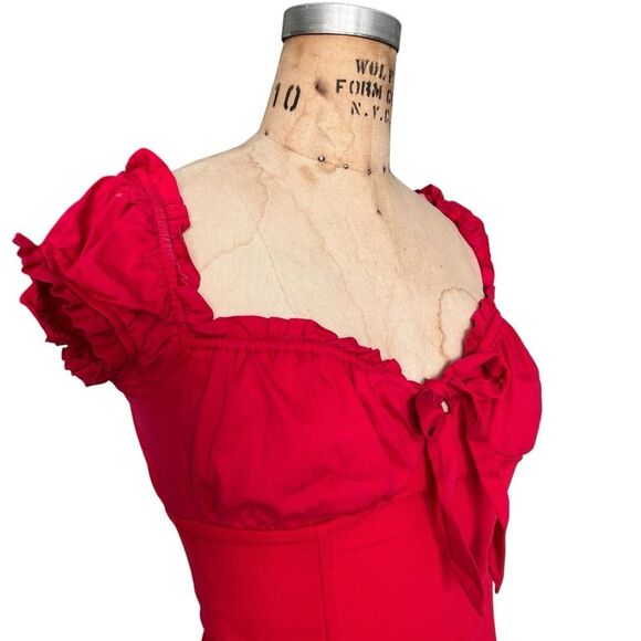 I.A.M.GIA Red Corset-Style Crop Top With Tie Detail Size S - Picture 2 of 6